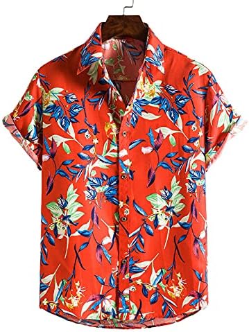 Camisa havaiana de flores masculinas de manga curta camisetas tropicais camisa aloha de férias de férias de praia casual camisas de férias
