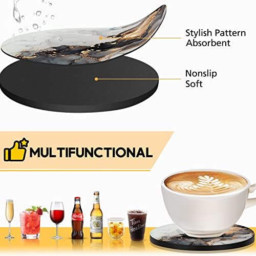 Swoooflia montanha -russa para bebidas mesa de café, mármore cinza preto estético silicone absorvente xícara montanha