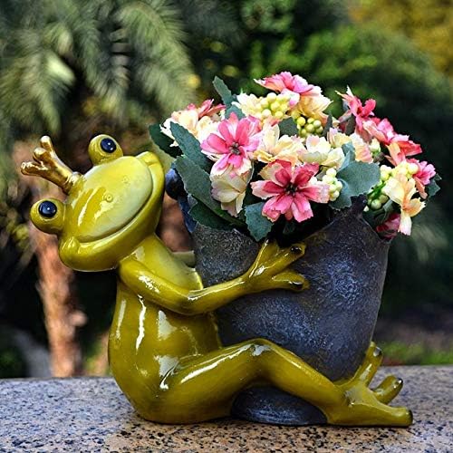 Zamtac Creative Frog Flowerpot Animal Figuras Resina ao ar livre Decoração de casa Artes e artesanato Miniaturas de jardim de fadas