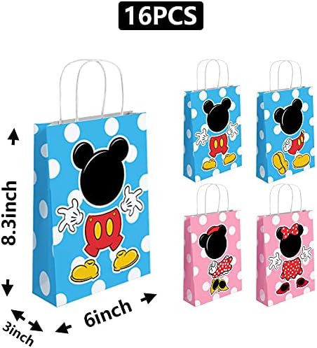 GoParty 16 PCs Min Mouse Gift Bags Bags Goodie Bags para fãs de mouse Decorações de festa, crianças adultos para festas de festas