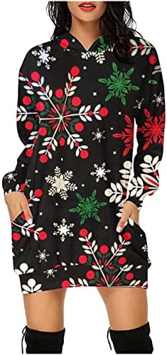 Vestido de capuz badhub para mulheres 2022, vestido com capuz de Natal para mulheres vestidos de pulôver de túnica longa com túnica com bolso