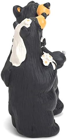 Casal de casamento demdaco urso preto 6 x 4,5 escultura de estatueta de resina moldada à mão