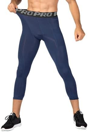 Landunsi 3 pacote calças de compressão 3/4 de corrida de futebol com pokects treping dry fit leggings esportes sports