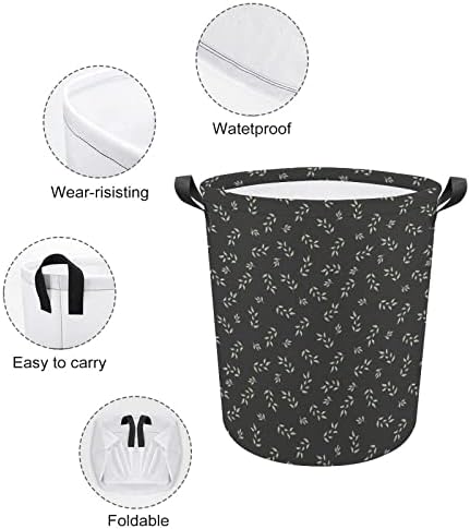Lavanderia Bliss Folhe Black Laundry Tester With Handles Curtível Saco de Armazenamento de Roupas Diretas para Quarto, Banheiro,