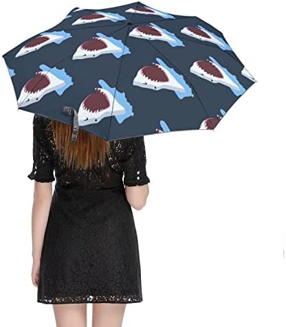 Cartoon Tubarão Viagem Umbrella Proférico 3 Foldas Automóvel Aberta Fechar um guarda -chuva dobrável para homens Mulheres