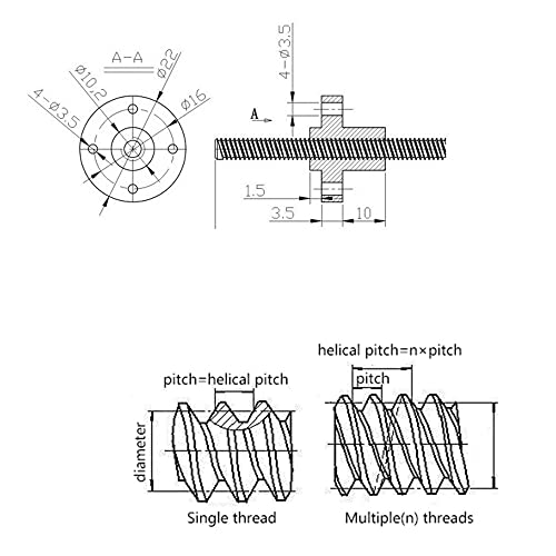 T8 porca pitch helicoidal para parafuso de chumbo 1mm 2mm 4mm 8mm 10mm 12mm 14mm Helic-helical Pitch 14mm