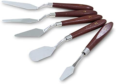 Conjunto de variedades de faca de paleta de metal phoenix, lâmina de aço inoxidável de 5 formas e maçaneta de madeira
