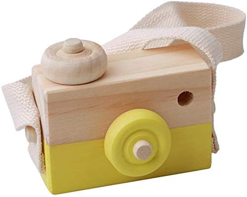Mini câmeras de madeira brinquedo, hsxxf branca bebês pescoço pendurado adereços fotografados brinquedo de câmera com corda Brinquedos