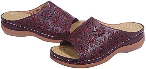 Flipes femininas vintage bordadas em sandálias romanas florais oca escorrega respirável em sapatos chinelos calçados calçados