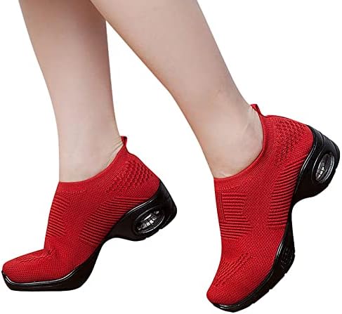 Sapatos de caminhada feminino tênis sapatos de mulheres moda moda sola sola malha respirável sapatos de dança sapatos casuais de