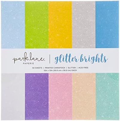 Glitter Cardstock Paper, 30 folhas - 12x12 folhas de glitter para papel de scrapbook e artesanato - Bright Sparkle Colored