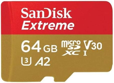 Sandisk Extreme 64GB V30 A2 MicroSDXC Card de memória para DJI Drones funciona com mini 3 Pro, Mini 3, DJI RC Classe 10 Pacote com tudo, exceto Stromboli Micro SD, leitor de cartão