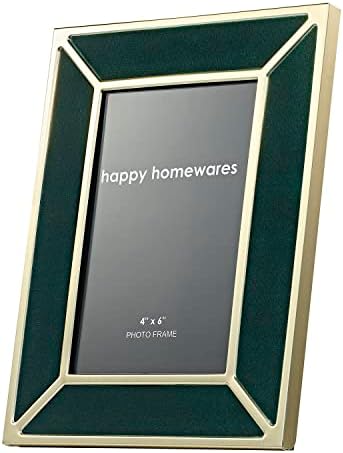 Happy Homewares Homewares Contemporary Gold Metal e Forest Green Green Soft Velvet Fabric 4x6 quadro de imagem | Retrato ou paisagem