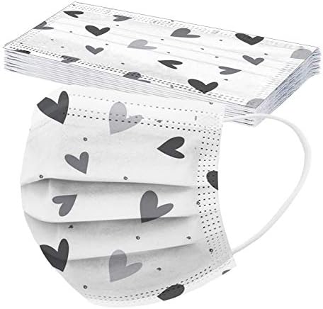 Jtckarpu 50pcs Valentines máscaras descartáveis ​​para mulheres estampadas de férias de face de face de face de face de face