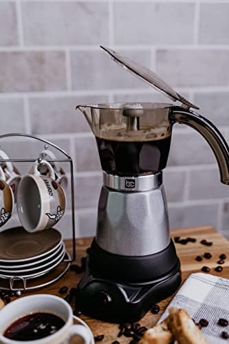 Bene Casa - cafeteira preta de café expresso com jarra transparente - fabrica 3 xícaras em 5 minutos - inclui alça de toque fresco e recurso de desligamento automático