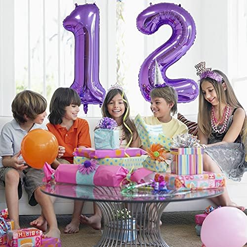 XIHUIMAY Número 12 Balões de balão digital 40 polegadas Alfabeto 12 Balões de aniversário Digit 12 Balões de hélio