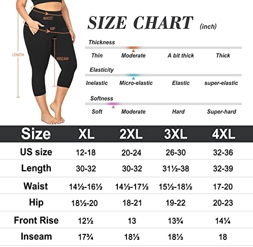 Leggings Capri Plus Size de Yeug Women com bolsos -2 pacote de barriga de alta cintura Treino de controle de ioga xl - 4xl