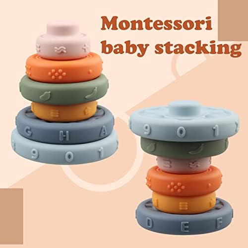Anéis de empilhamento sensorial para bebês - Montessori Desenvolvimento Educacional Aprendizagem Brinquedos Infantis - Blocos de Construção