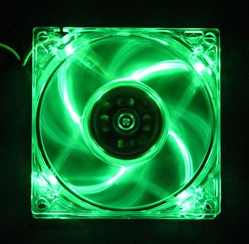 5 estrelas Computador 80mm, 8cm Quad-4 Green LED Computer Desktop PC Case Clear Refrigeing Film, conector de 3 e 4 pinos com parafusos, silencioso e silencioso