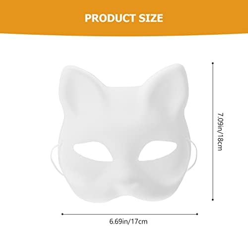 Artibetter 6pcs máscaras em branco Diy máscara de papel máscara branca máscara de máscara de máscara de pintura em branco de gato para festas para festa graffiti cutray craftst artesanato