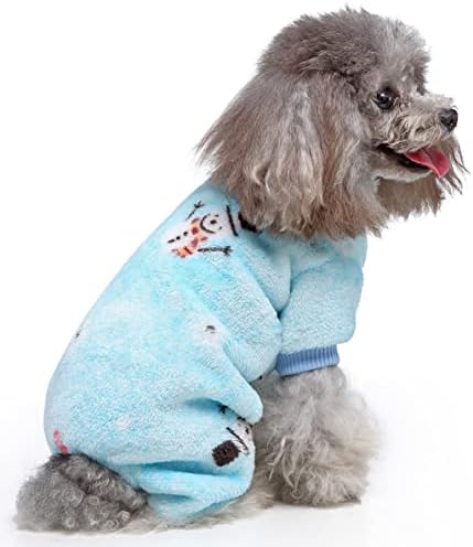 Xiaoyu Christmas Roupos de estimação Pontos de neve Paijamas de cães de cães de pinos de panos de cachorro, azul, s