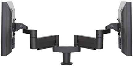 Braço de monitor duplo ERGOTECH 7FLEX | Inclui braço flexível de monitor duplo para telas de monitor de computador e placa adaptadora VESA, | Qualquer monitor de tamanho dentro de 5-17 lbs. Capacidade de peso | Preto
