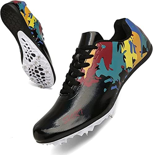 Graffiti estilo pica de tênis de rastrear para jovens crianças leves spikes spikes sapatos sprint spikes sapatos com boa aderência e estabilidade para ajudá -lo a correr melhor (cor: a, tamanho: 11 mulheres/9,5 m