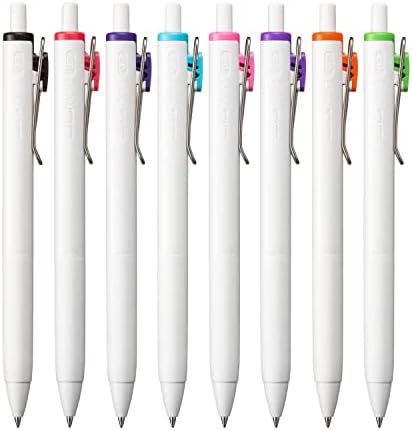 Uniball uma caneta de gel, 8 canetas variadas, canetas de gel de ponto médio de 0,7 mm, ponto fino, canetas de escrita suave, material