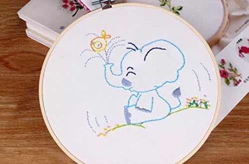 Kit de bordado para iniciantes design fofo design de animais diy decoração de parede pequena elefante
