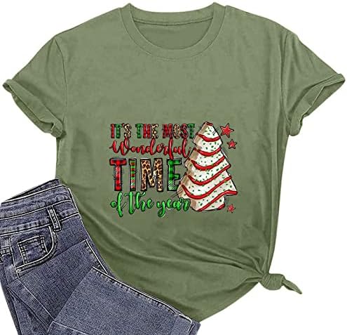 Camisetas de Natal para Mulher, é a época mais maravilhosa do ano Carta de Christmas Tee Shirts Crewneck Tops