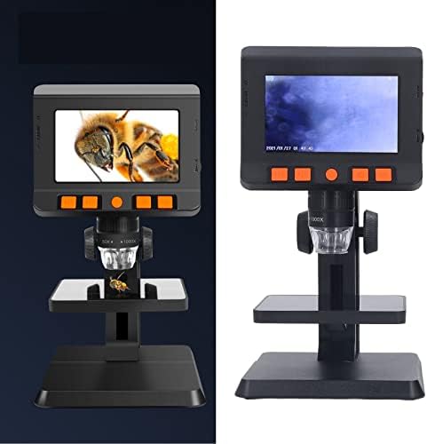 Microscópio de tela LCD Kadimendium, foco preciso 1000x base estável de alta definição de alta definição 10.0MP Microscópio digital