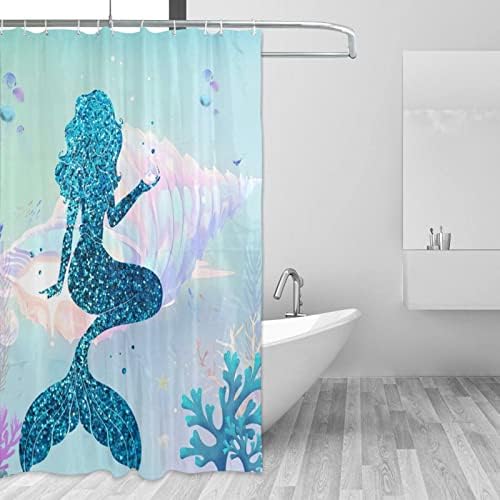 Curta de chuveiro de sereia azul Coral Conch Conch Boho Shower Curtain Conjunto para banheiro decoração de banheiro