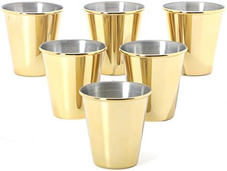 Conjunto de 6 - copos de ouro - 70 ml - copos de aço inoxidável para padrinhos de metal exclusivo - copos de metal - copos de tiro para tequila uísque expresso Bullet Gift 2oz 2oz