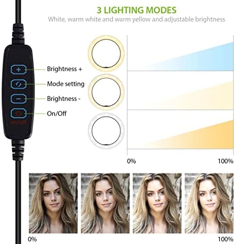 Bright selfie anel Tri-Color Light Compatível com seu Toshiba AT300 10 polegadas com remoto para transmissão ao vivo/maquiagem/youtube/tiktok/vídeo/filmagem
