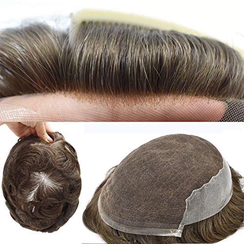 Toupe de cabelo humano para homens peças de cabelo para homens Sistema de substituição de cabelo grisalheiro para homens