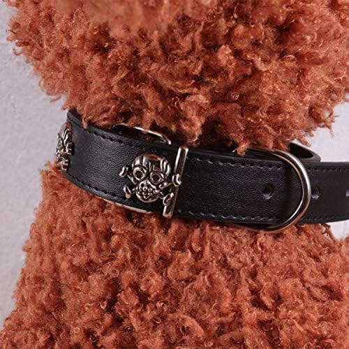 Pet Dog Collar Leather Skull Colar de colar de cachorro Ajustável para cães grandes cães grandes adereços de fantasia de Halloween preto