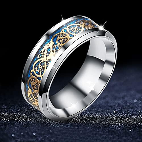 2023 Novo dragão de anel de ouro de titânio com dragão prateado aço de anel inoxidável anéis de aço de aço anéis mínimos para