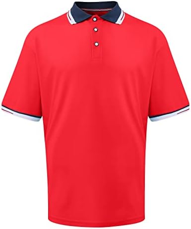 Camisas masculinas costura de lapela casual Contraste de camiseta colorida esportes de camisa de manga curta camisa