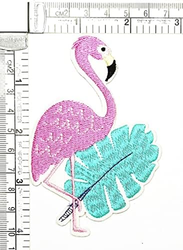 Kleenplus 3pcs. Flamingo e Monstera folhas tropicais artesanato artes de costura reparo de quadrinhos de desenho animado de ferro bordado em costura em manchas de crachá para tampas de mochila de jeans de jeans diy