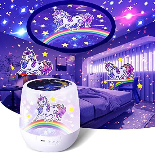 Unicorn Star Night Light Projector para Kid, Kids Constellation Galaxy Projector, meninos meninas USB Night Light, 360 graus de nebulosa