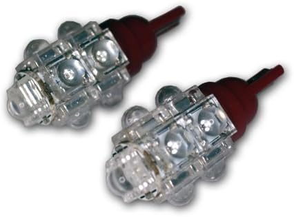 TuningPros Ledbw-T10-R9 Aviso de Bulbos LED de LED T10 Wedge, 9 Fluxo LED Red 2-PC Conjunto