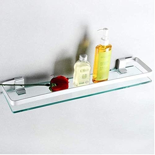 Xjjzs banheiro prateleira de vidro alumínio extra espesso de vidro temperado retangular 1 cesta de camada montada na parede
