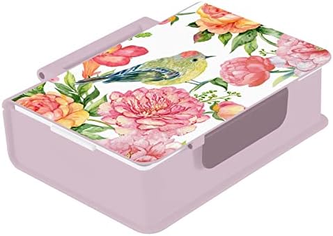 Susiyo Spring Floral Peony Roses e Birds Butterfly Bento Box Lunch Boites Recipientes com 3 compartimentos para adultos e adolescentes