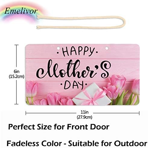 Pendurado placa de boas -vindas para a porta da frente - madeira rosa feliz dia das mães Placa de decoração de casa de decoração
