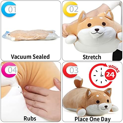 14 polegadas de pelúcia shiba inu brinquedo de pelúcia Anime Corgi Pluxh Dog Pillow macio e adesivos de 500pcs