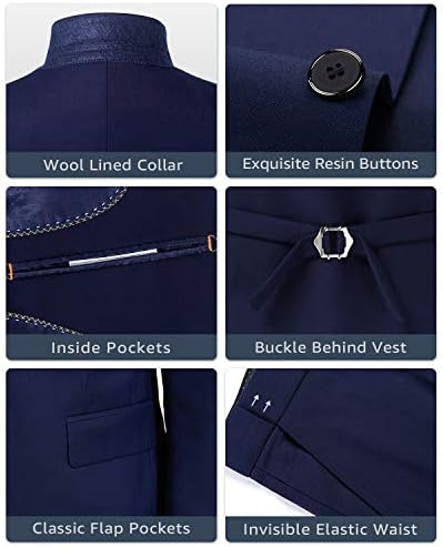 Conjunto de trajes de 3 peças do Ynd Men Slim Fit 2 Butter, Solid Blazer Jacket Capt e gravata