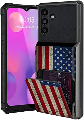 Fuyocwe para Samsung Galaxy A13 5G Caixa de carteira de 5 cards Design de bandeira retro americana Retro, camada de camada de camada