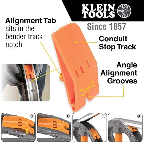 Klein Tools 51603 Conjunto de conduíte de ferro, Montagem completa, EMT de 1/2 polegada, pedal de pé largo, símbolos de referência