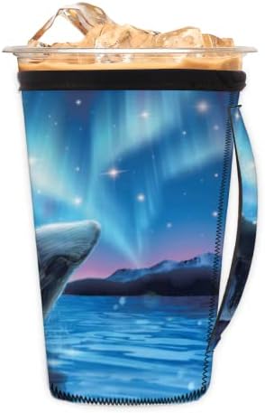 Dolphin aurora reutilizável cafeteira gelada com manga de neoprene para refrigerante, café com leite, chá, bebidas, cerveja