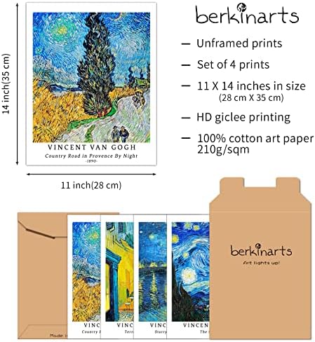 Berkin Arts Wall Art Impressões sem molduras Giclee Art Paper Conjunto de 4, 11x14 polegadas de arte paisagem, decoração